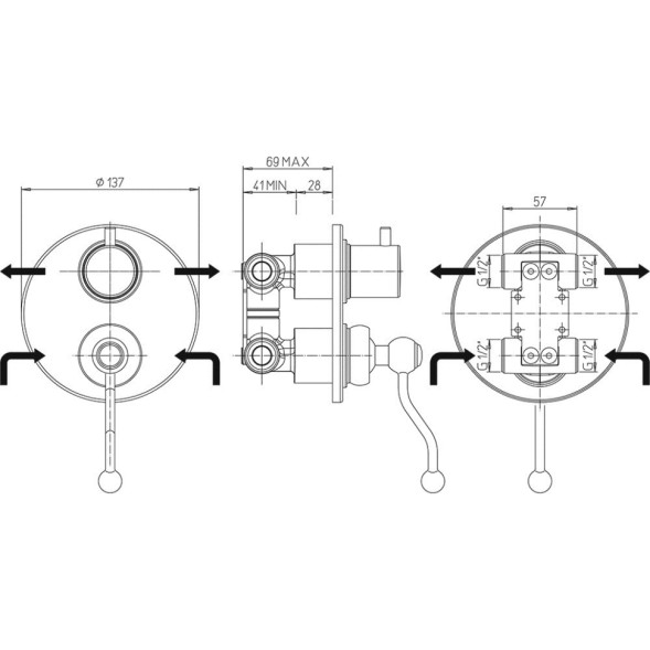 Paini 88CR6911 Смеситель для душа Дуомо встраиваемый, с дивертором, хром