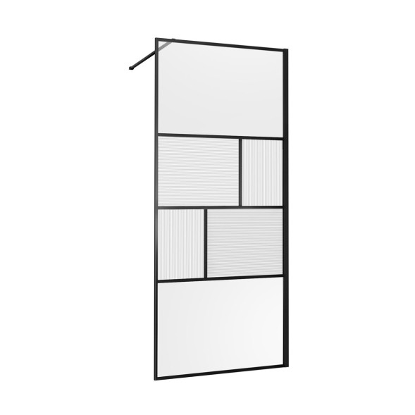Vincea Душевая перегородка Волк-Ин (Walk-In) VSW-1HC120CFB, 1200*2000, черный, стекло прозрачное/рифленое