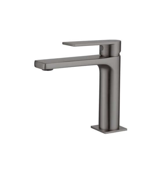 AQG Alpha, однорычажный смеситель для раковины без донного клапана, цвет оружейная сталь (PVD)
