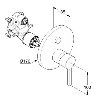 Смеситель KLUDI NOVA FONTE Puristic 206590515 для ванны и душа встраиваемый внешняя часть с автоматическим переключателем воды PUSH&amp;SWITCH