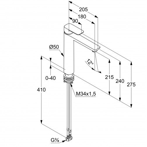 Смеситель KLUDI PURE&amp;STYLE 402963975 однорычажный смеситель на умывальник, черный матовый, арт.