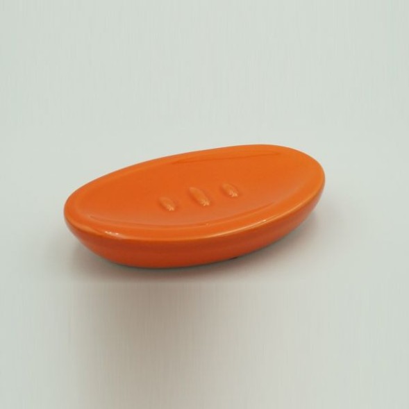 Настольная керамическая мыльница Zefiro, цвет хром-оранжевая керамика