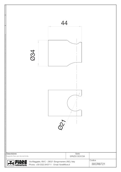 Fiore Shower, круглый держатель ручного душа из ABS, цвет золото