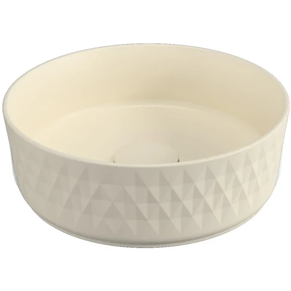 Раковина накладная ISVEA Davanti круглая 36см, без отверстия под смеситель цвет слоновая кость матовый 10NF67036-2K