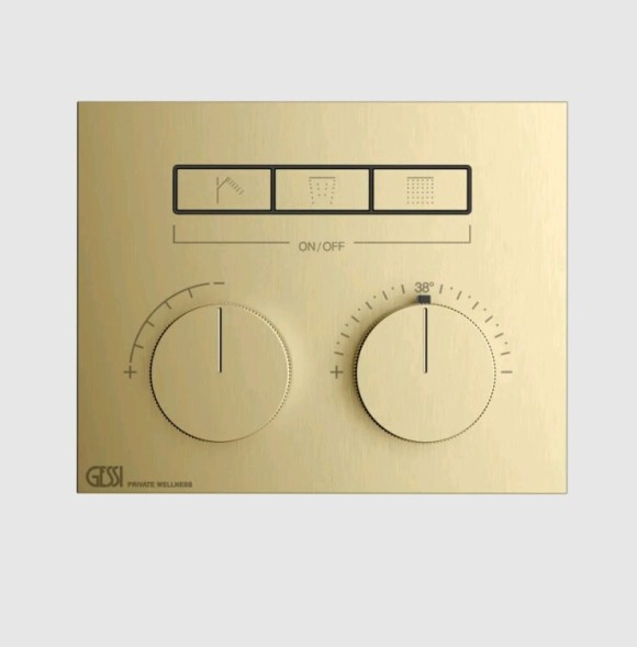 Gessi Смеситель для душа, HI FI Compact, на 3 потребителя, цвет Латунь матовая  63006#727