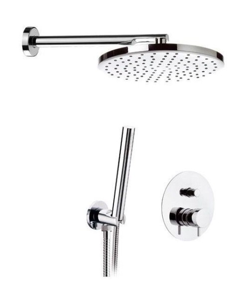 Daniel Tokyo, душевой комплект на 2 потребителя, с кронштейном 30 см и круглым верхним душем 20 см, цвет зачищенное золото