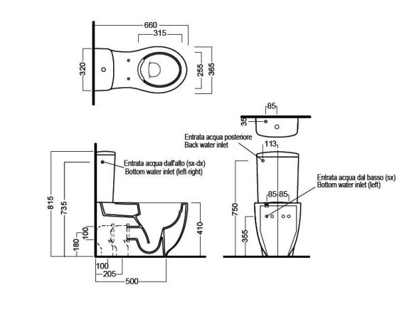 Унитаз HATRIA LE FIABE Y1E801 напольный моноблок под бачок слив универсальный цвет белый