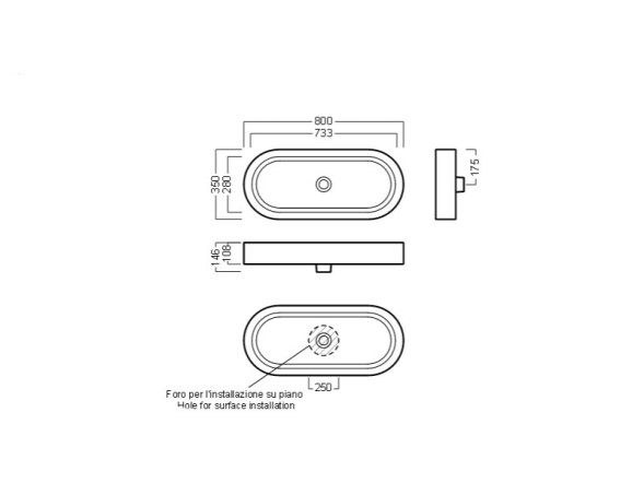 Раковина HATRIA AREA Y0UF01 накладная без отверстия без перелива цвет белый