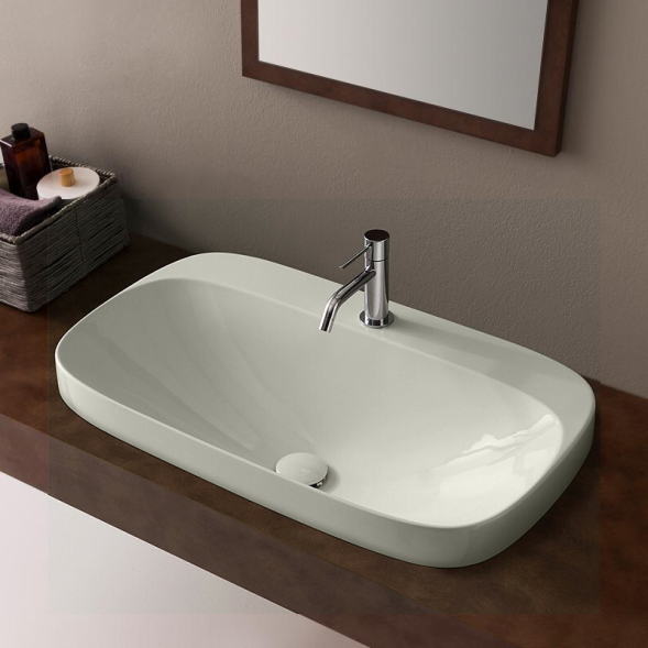 Раковина Scarabeo MOON полувстраиваемая без перелива с одним отверстием цвет белый матовый 5512 41