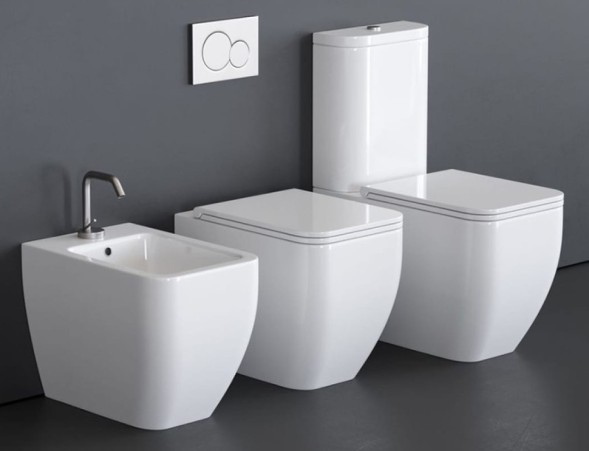 Унитаз Scarabeo TEOREMA 2.0 напольный приставной безободковый цвет белый с антибактериальным и грязеотталкивающим покрытием BIOKER 5138/CL BK