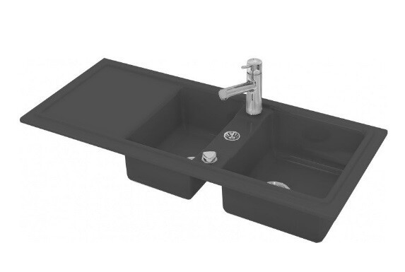 Duravit Раковина, Cassia, двойная , шгв 1160*510*225, отверстия для смесителя-1, цвет черный 7513110800