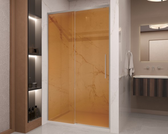 Vincea Душевая дверь Стелла (Stella) VDS-1ST120GSBN, 1200, брашированный никель, стекло янтарь