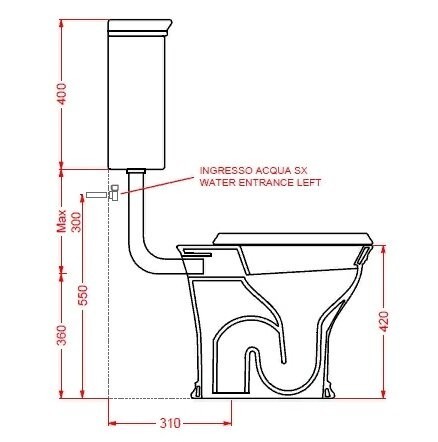 Бачок Artceram Civitas на средней трубе цвет белый  CIC007 01 00