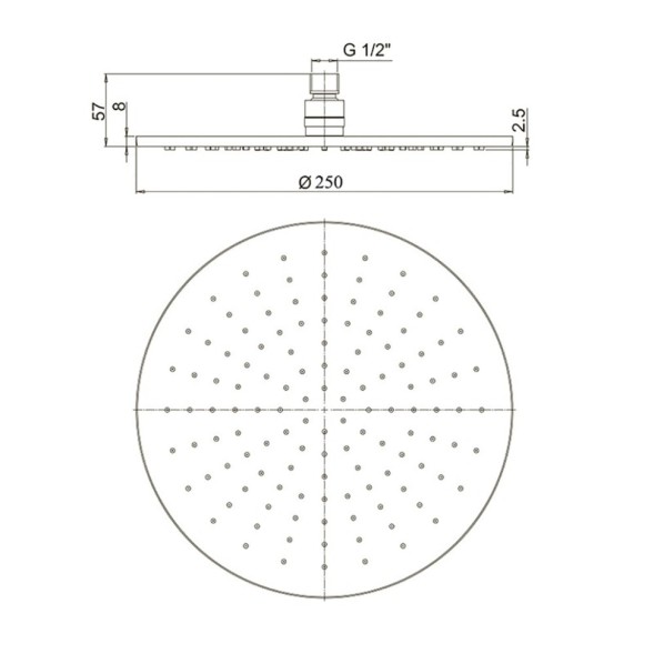 Paini 50CR759/25EBI Верхний душ круглый, 250 мм, хром