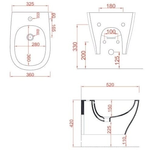 Биде Artceram Ten подвесной  с одним отверстием цвет белый  TEB002 01 00