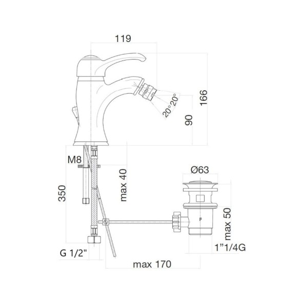 Смеситель для биде Webert Aurora AU840102017, хром/золото
