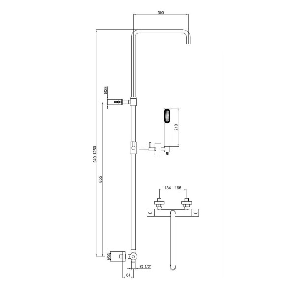 Душевая система с термостатом Webert Elio EL980508345, никель