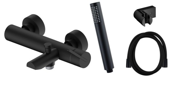 AQG Urban, однорычажный смеситель для ванны c набором для душа, цвет черный матовый