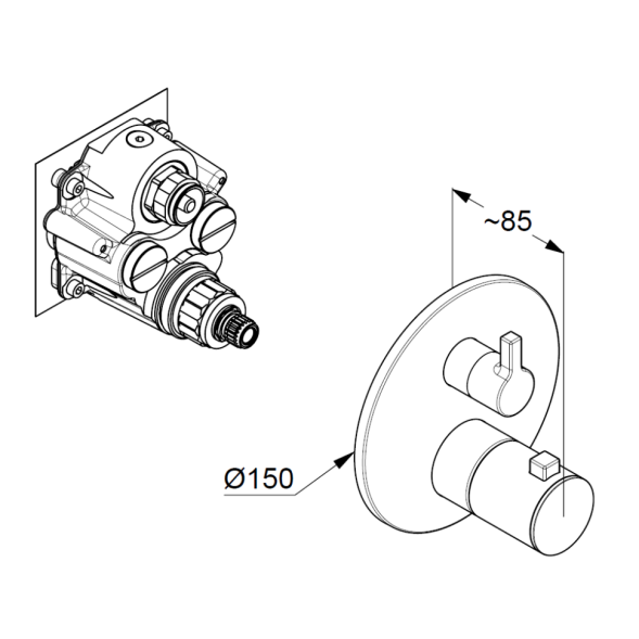 Термостат KLUDI NOVA FONTE 20810N115 для душа встраиваемый на 2 потребителя внешняя часть
