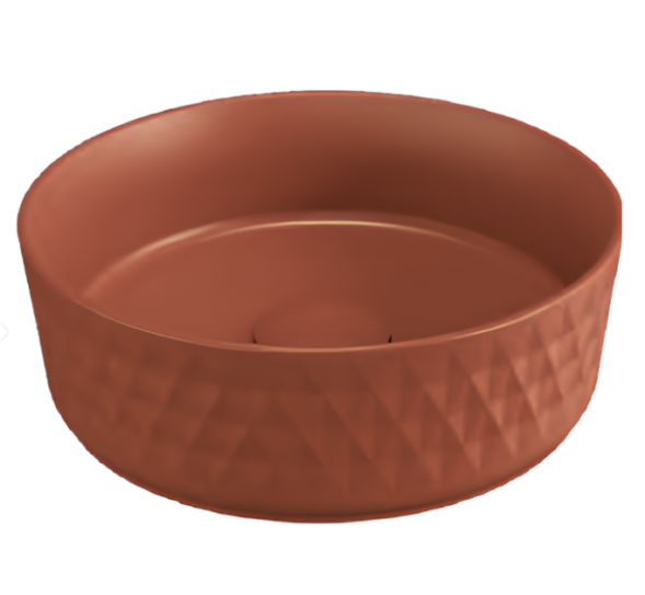 Раковина накладная ISVEA Davanti круглая 36см, без отверстия под смеситель цвет терракотовый матовый 10NF67036-2U