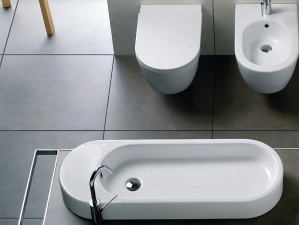 Раковина HATRIA AREA Y0W101 накладная с одним отверстием с переливом цвет белый