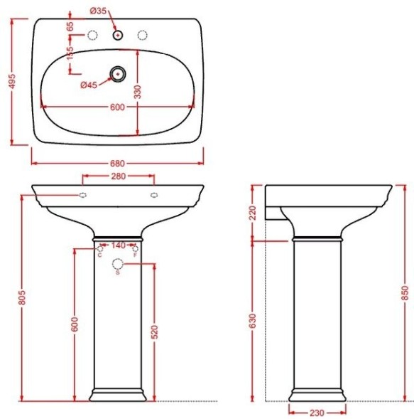 Раковина Artceram Civitas с пьедесталом с одним отверстием  цвет черный CIL001 03 00