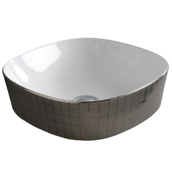 Раковина Artceram Ghost  накладная без отверстий  цвет белый/platinum mosaic GHL001 01 58