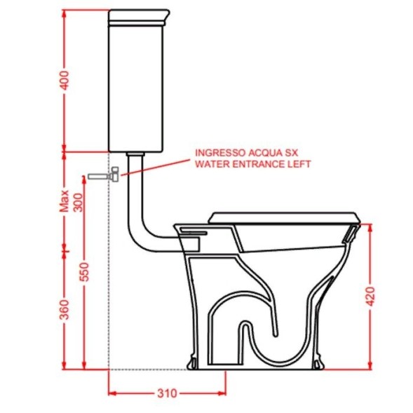 Бачок Artceram Civitas на средней трубе цвет серый CIC007 34 00