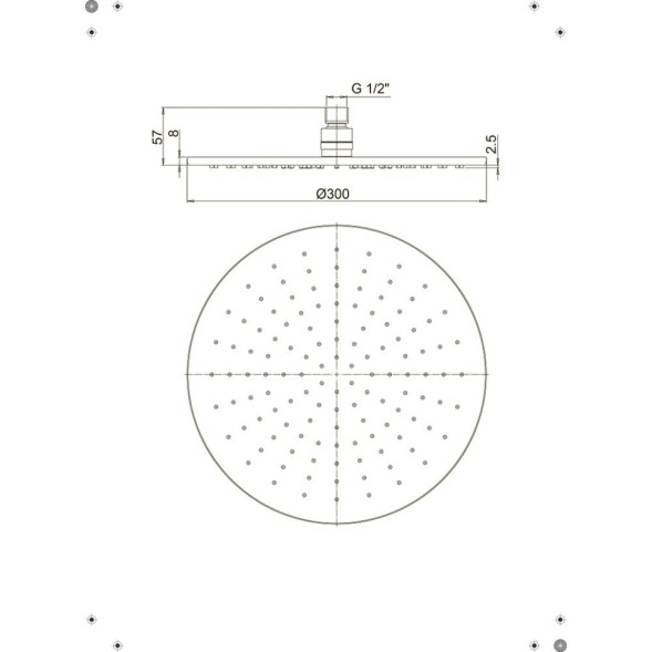 Paini 50CR759/30EBI Верхний душ круглый 300 мм, хром