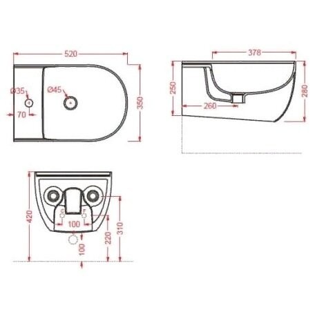 Биде Artceram the one подвесной  с одним отверстием цвет белый  THB001 01 00