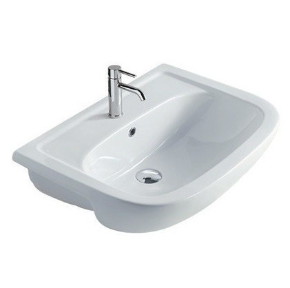 Раковина GALASSIA  NEmi 6003 полувстраиваемая с одним отверстием с переливом цвет белый глянцевый