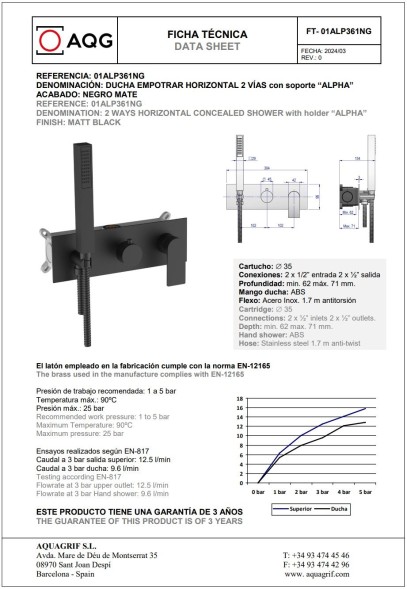 AQG Alpha, душевой комплект EC238 на 2-3 потребителя, с настенным кронштейном, цвет хром