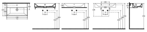 Раковина ISVEA SistemaZ Frame накладная ШГВ 700*418*150 отверстия для смесителя 1 цвет белый 10SF50070