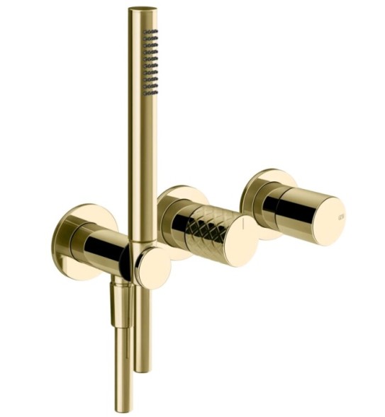 Gessi Смеситель для душа, Habito Intreccio, на 2 потребителя, цвет латунь  70138#710