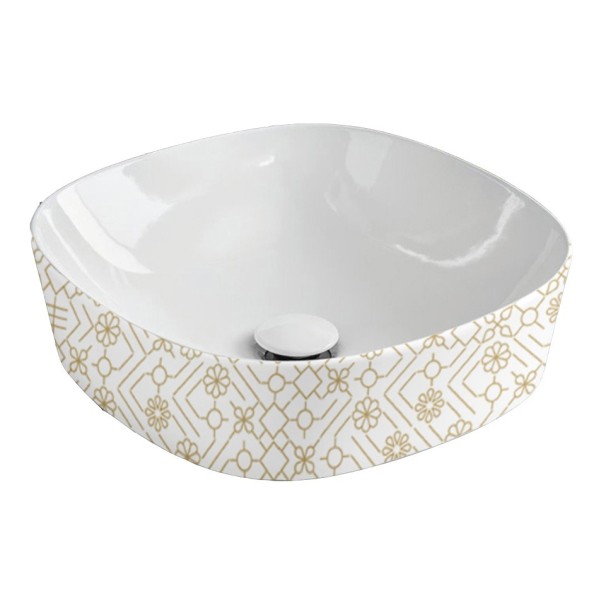 Раковина Artceram Ghost  накладная без отверстий  цвет белый/декор el moro GHL001 01 90