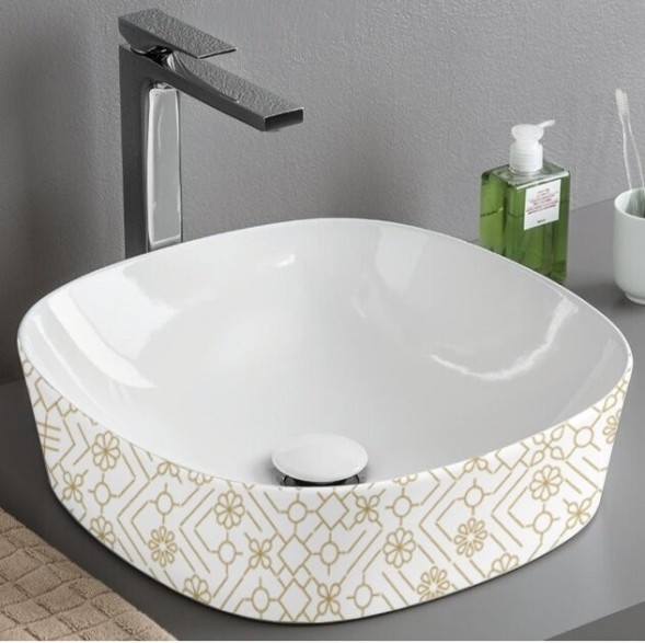 Раковина Artceram Ghost  накладная без отверстий  цвет белый/декор el moro GHL001 01 90