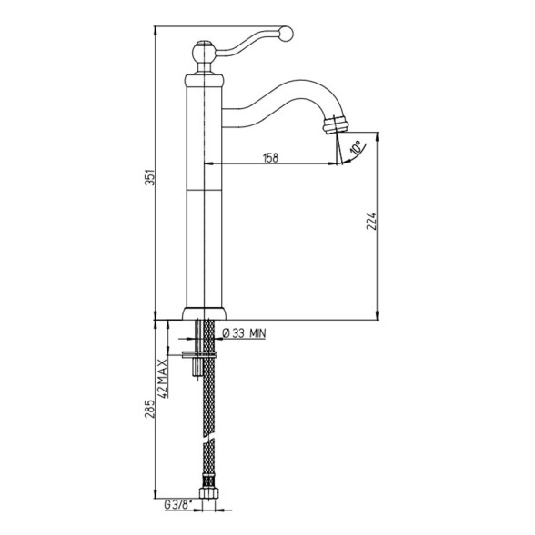 Paini 88PJ205LL Смеситель для раковины Дуомо высокий, брашированное золото