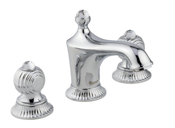 Emmevi The One Cloe, смеситель 98033SW для раковины на 3 отверстия. Металлические ручки + прозрачные кристаллы, цвет хром 98033SW/CR