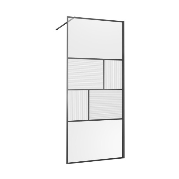 Vincea Душевая перегородка Волк-Ин (Walk-In) VSW-1HC900CFGM, 900*2000, вороненая сталь, стекло прозрачное/рифленое