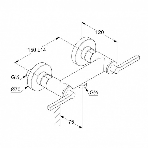 Смеситель KLUDI NOVA FONTE Puristic 207100515 для душа настенный с подключением шланга