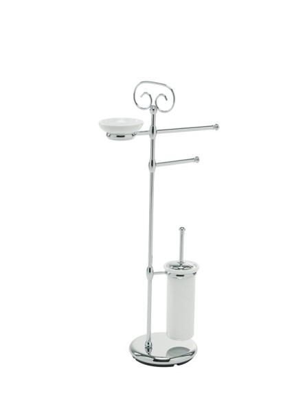 Stil Haus Idra, стойка: мыльница + полотенцедер. + бумагодержатель + ерш, цвет хром - белая керамика