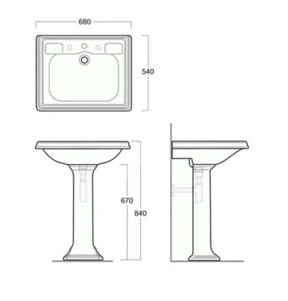 Раковина SIMAS ARCADE подвесная на пьедестал с одним отверстием без спинки цвет белый AR844