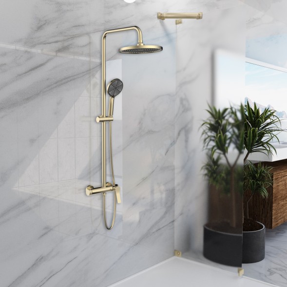Vincea Душевая стойка Арко (Arco) VSFS-4AR1BG с изливом, брашированное золото