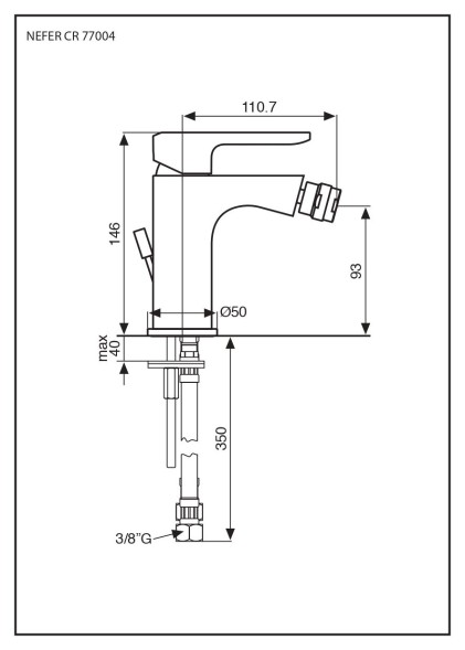Emmevi Nefer, однорычажный смеситель для биде с донным клапаном, цвет черный матовый 77004/NEO