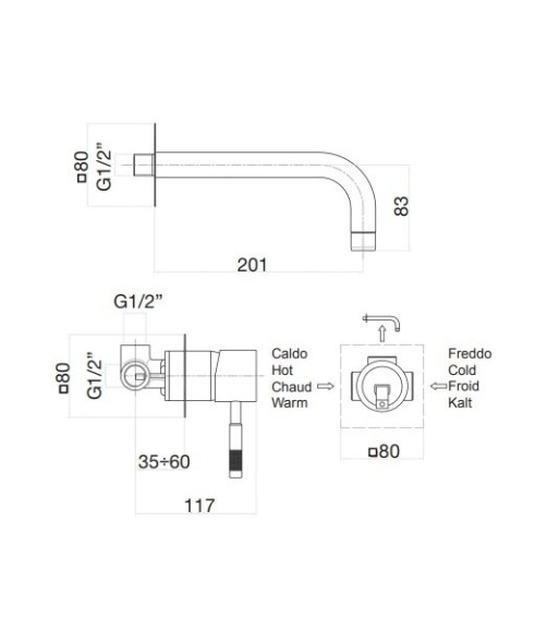 Смеситель для раковины Webert Rimini RI830606794. золото матовое