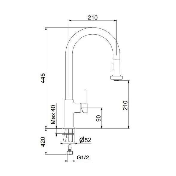 Смеситель для кухни Webert Sidney SY940302564, черный/хром