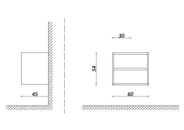 NOFER Тумба под раковину COOL с 2 выдвижными ящиками 60x45x54 CL.060.WNOGAL белый/орех