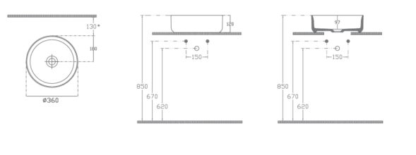Раковина накладная ISVEA Infinity 42 круглая 42см, с отверстием под смеситель цвет белый матовый 10NF65042-2L