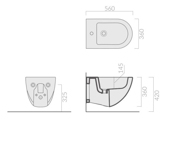 Биде GALASSIA Dream 7313 NEMT подвесное с одним отверстием цвет черный матовый
