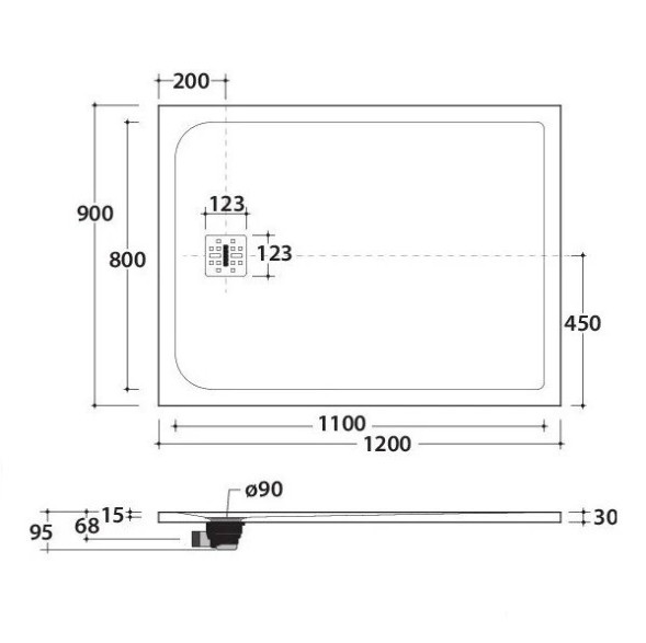 Душевой поддон GLOBO DOCCIAPIETRA с антислипом цвет белый DP12090501